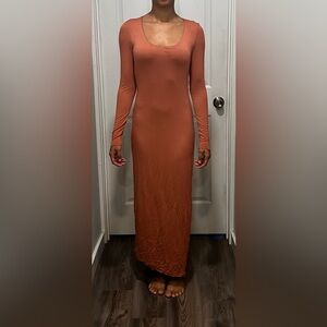 Marciano long sleeved maxi dress, size Small. Salmon color.